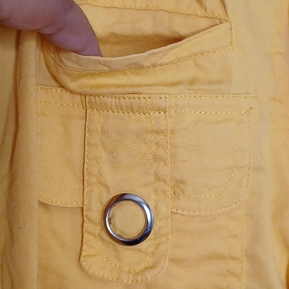 Too Hot Womens Large Yellow Snap Button Lightweight 3/4 Sleeve Utility Jacket - Picture 11 of 12